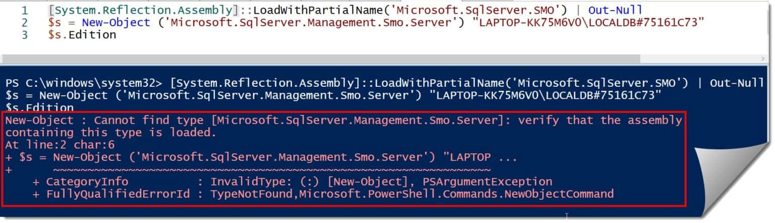 Cannot find type [microsoft.sqlserver.management.smo.server ...